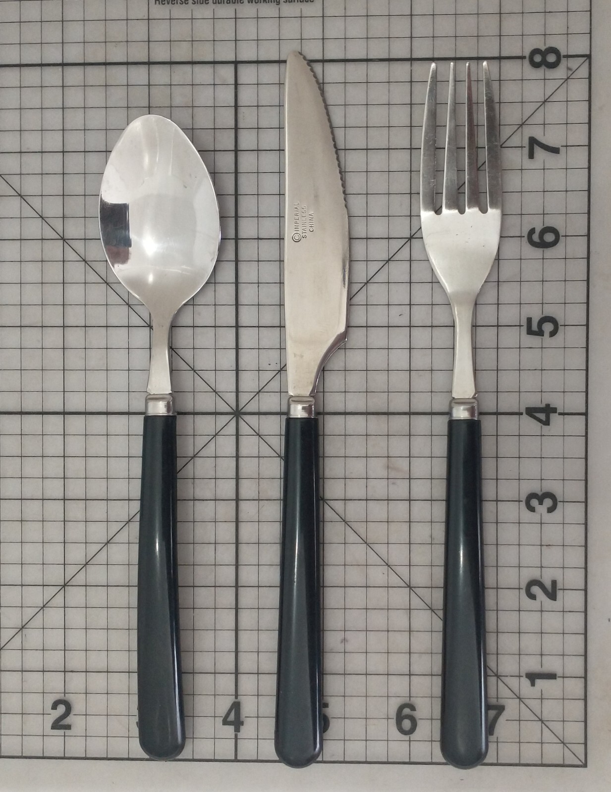 Imperial Stainless La Cusine Flatware Mini Service for 8 Black Plastic Curved