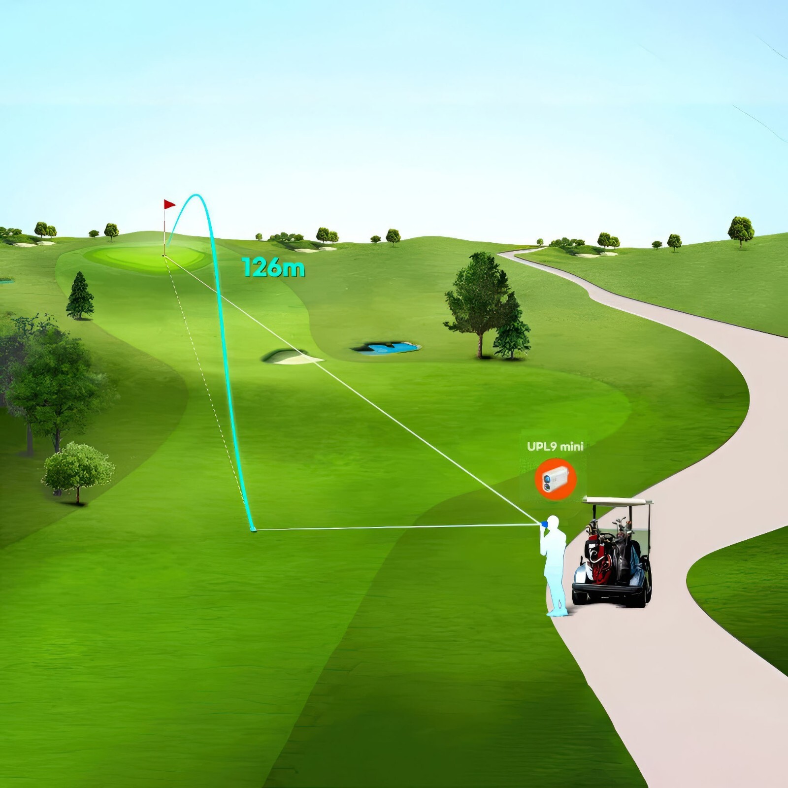 Fine Caddie UPL9 Mini Laser Golf Range Finder 103g Scan Continuous Measuring