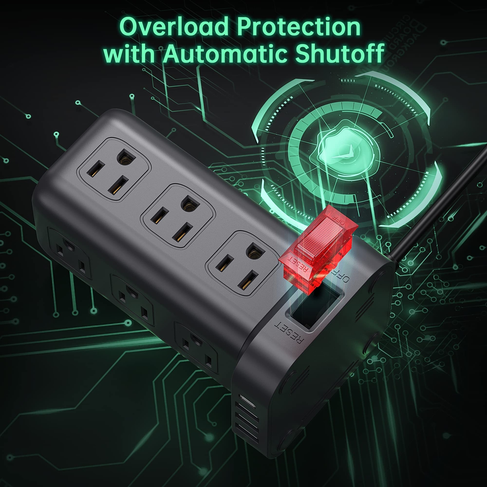 Extension Cord with Multiple Outlets, Surge Protector Power Strip Tower, 12 A...