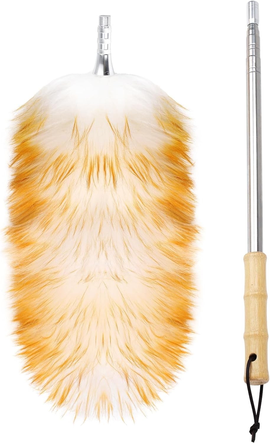 Lambswool Duster W/ Solid Wooden Handle,Leather Hang Strap,Comfortable Grips