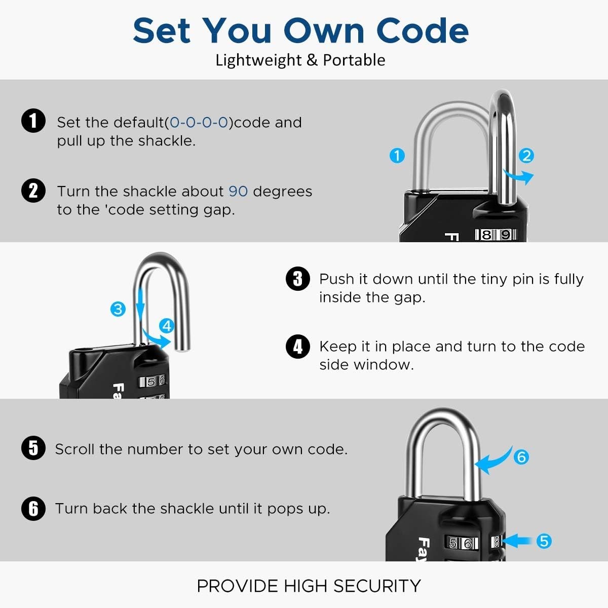 Resettable 4 Digit Combination Locks - Durable 4 Pack for Safe Storage