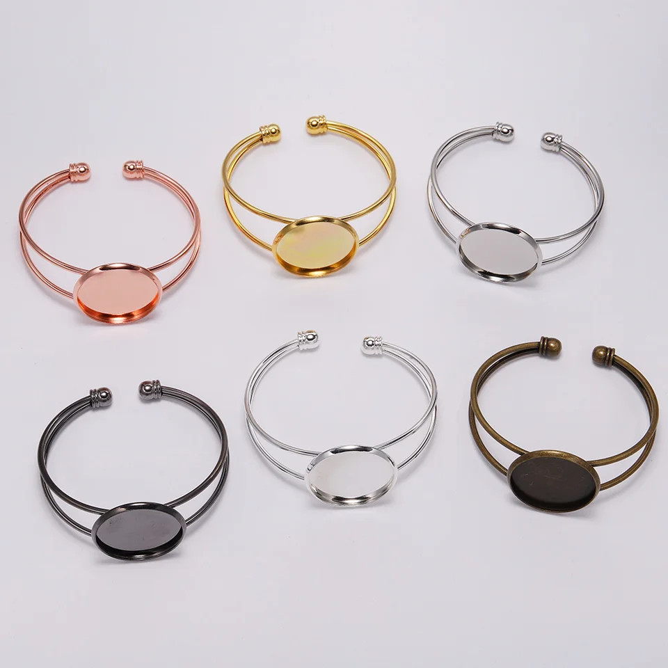 Cuff Bangle Cabochon Bezel Setting Tray Blank Adjustable Bracelet 18 20 25mm