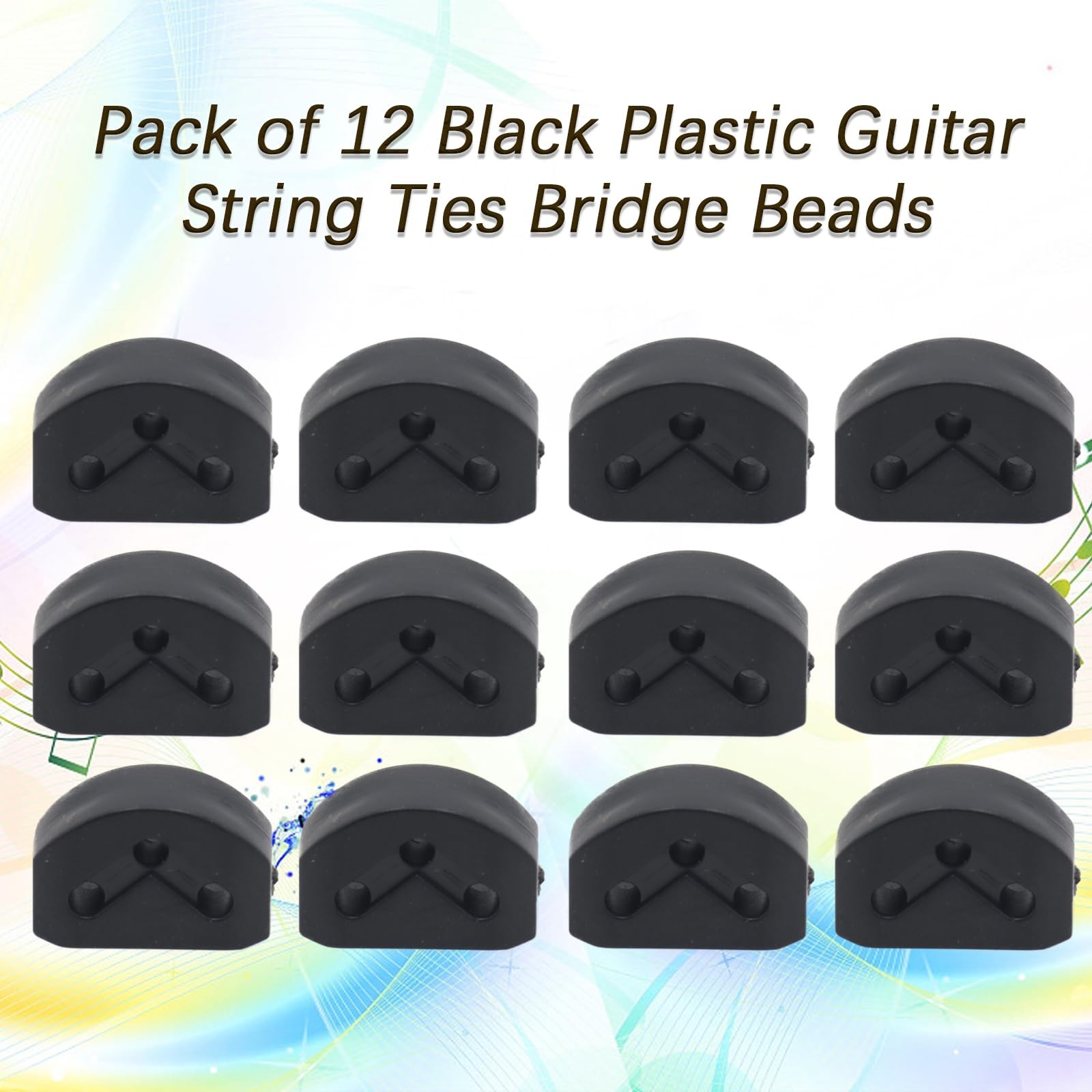 Plastic Guitar String Ties Bridge Beads, 3 Hole Guitar String BridgeBeads - 12PK