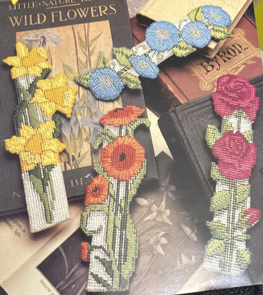 Vtg Rare Annie's Attic Birthday Flower Bookmarks Needlepoint Pattern '92 Bk87B79