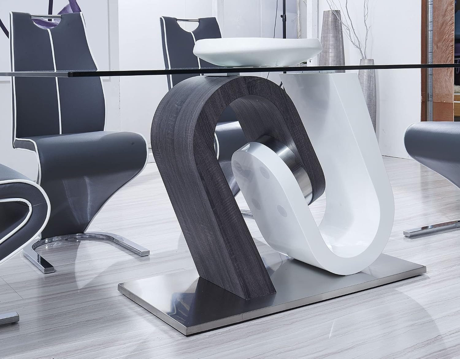 Grey and White Base Dining Table