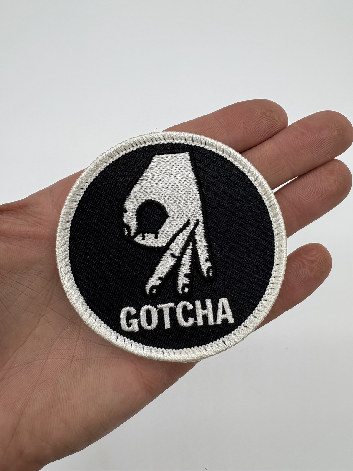 Gotcha Embroidered Patch, 3 in, Hook and Loop