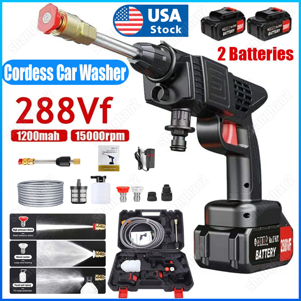 Portable Cordless Electric High Pressure Water Spray Gun Car Washer Cleaner Tool