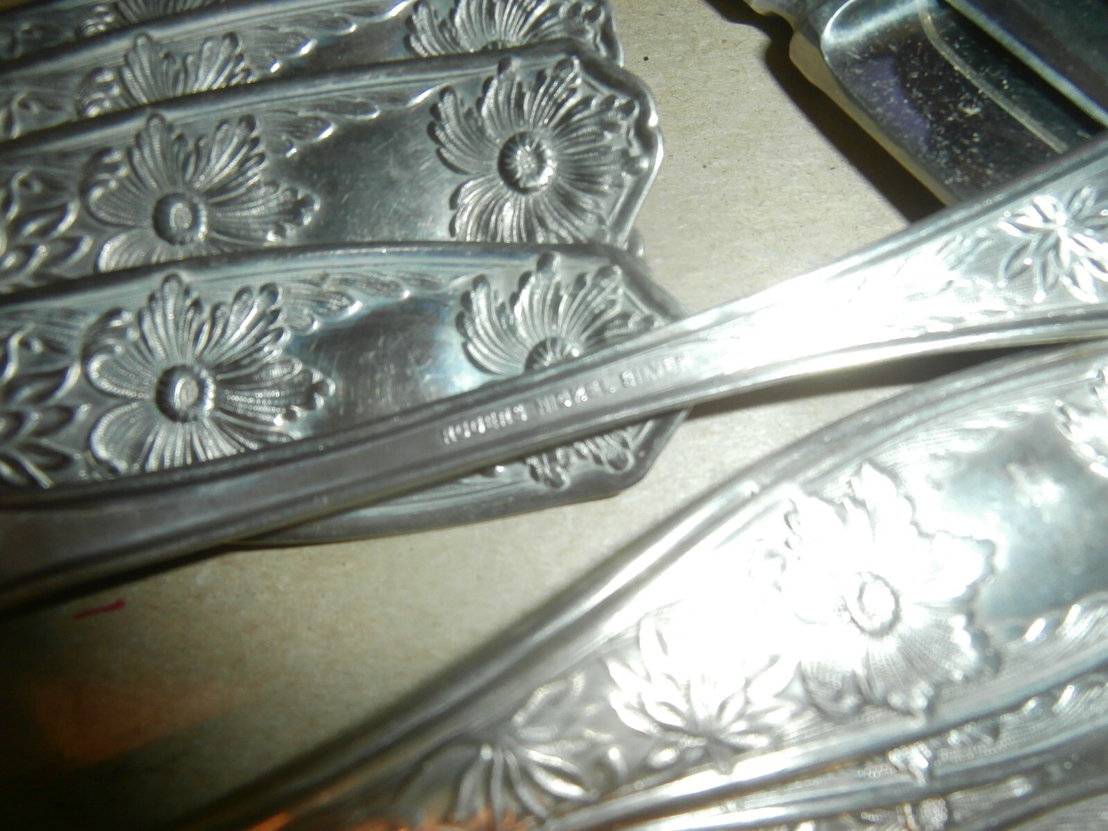 26 Pc Vintage Rogers Nickel Silver Flatware Set w/ Flowers