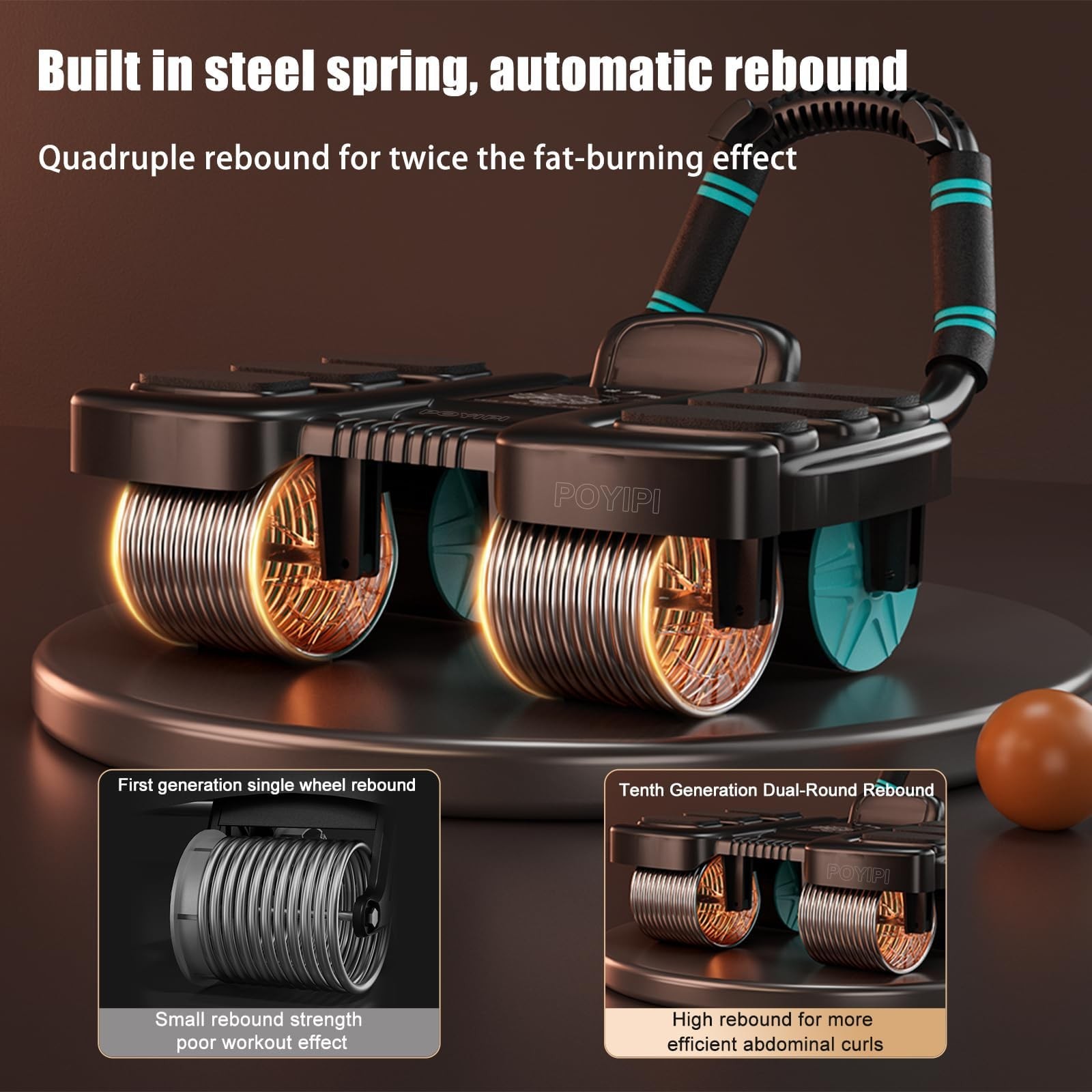 2025 New Ab Wheel Roller with Elbow Support - Automatic Rebound Abdominal Whe...