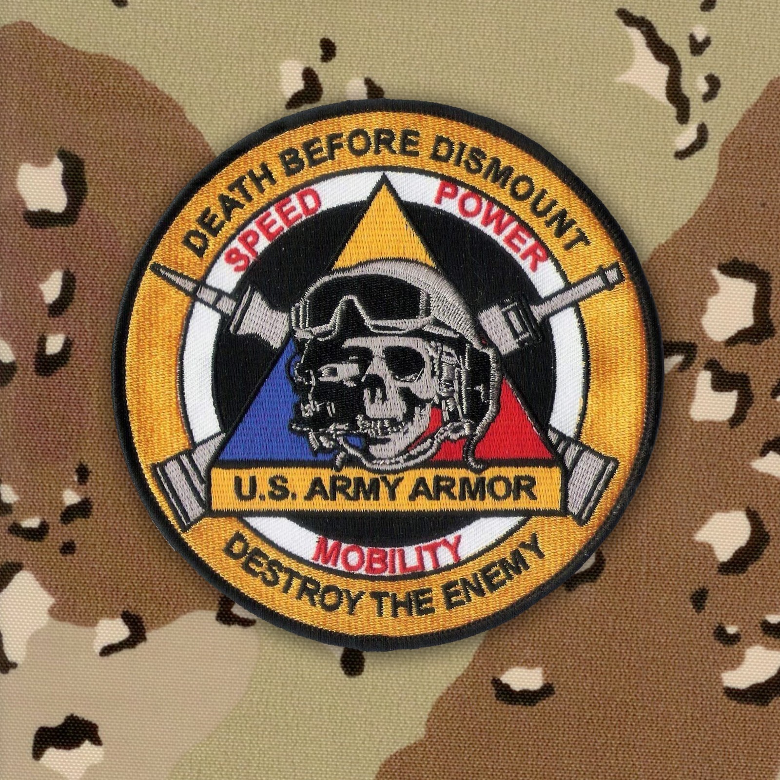US Army Armor - (Tanker) Embroidered patch - 5" diameter with wax backing - New