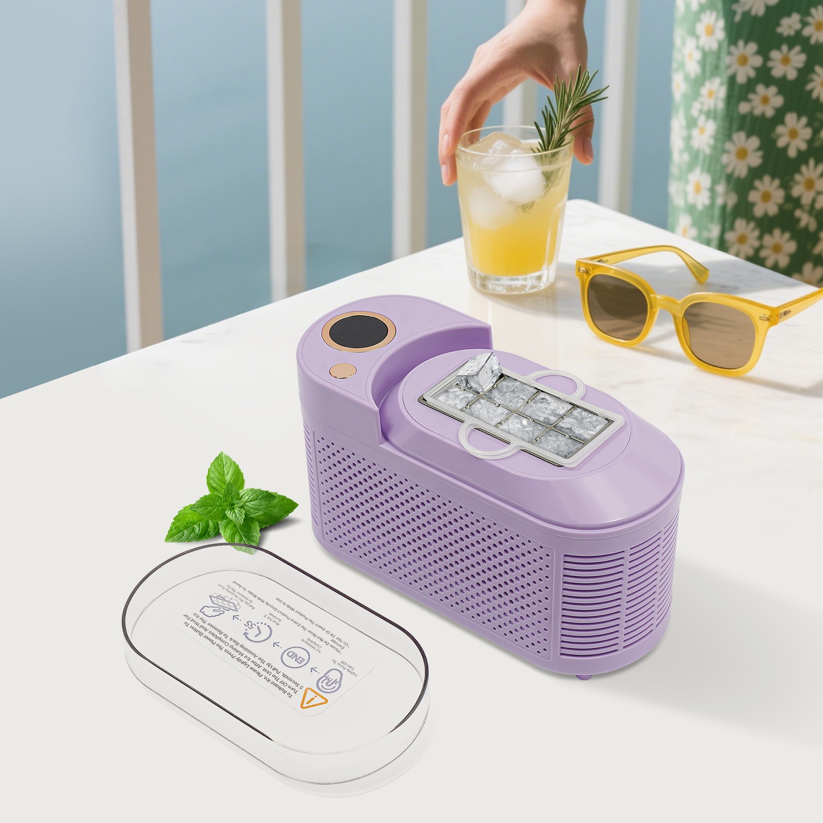 Ice Maker, Mini Countertop Ice Maker, Compact Ice Machine for Home/Car/Travel