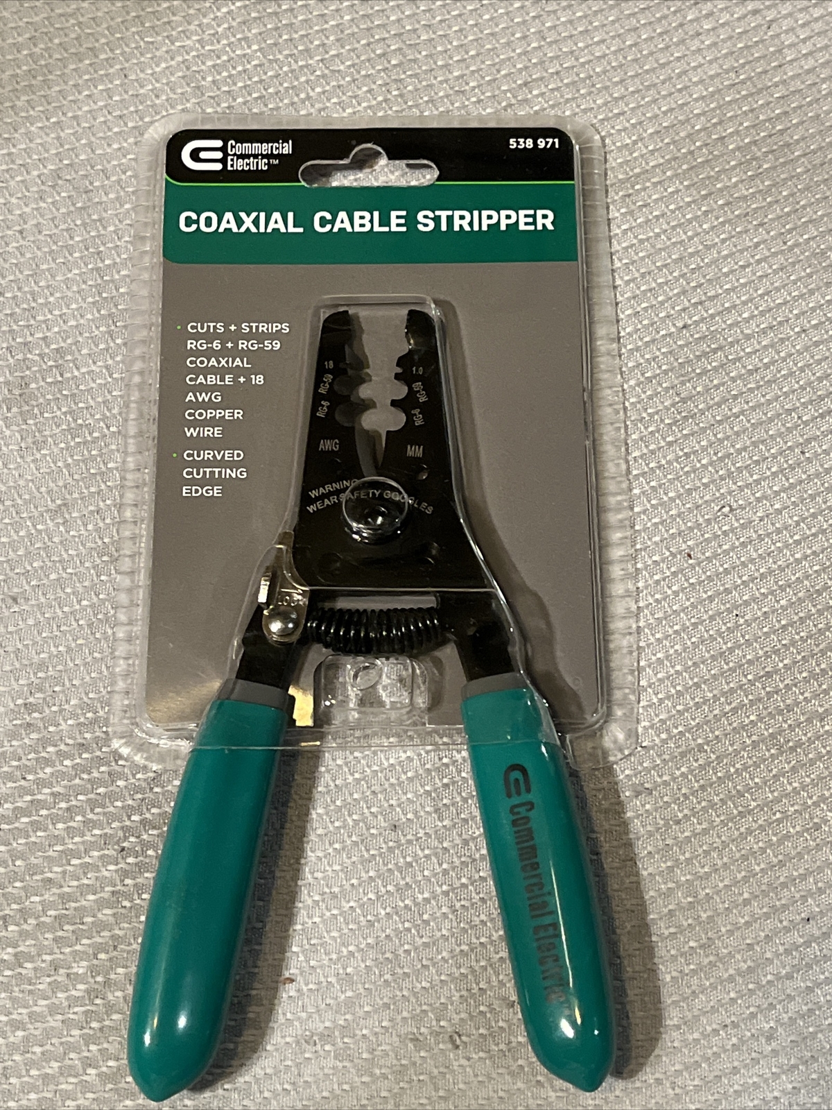 Commercial Electric Coaxial Cable Stripper RG-6 RG-59 18 AWG Part No 538971 New