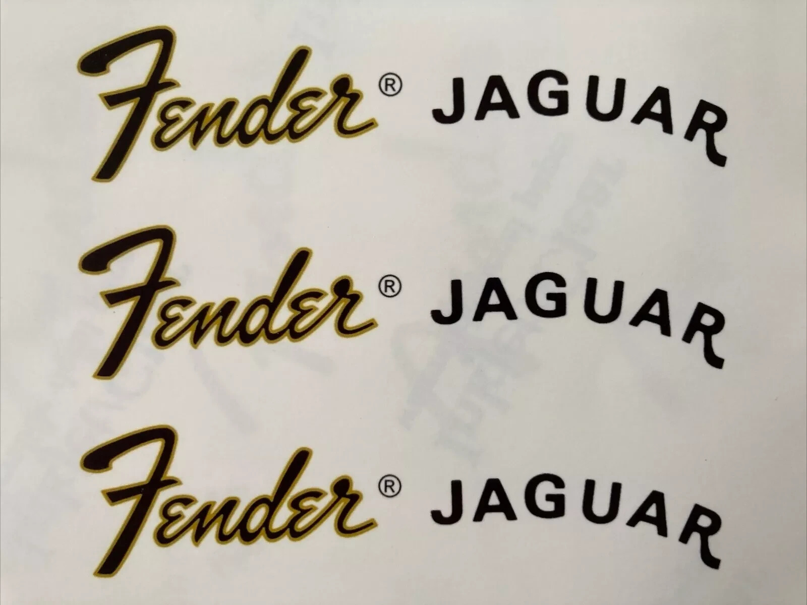 70s Fender Jaguar Waterslide Headstock Decal (3 pcs.)