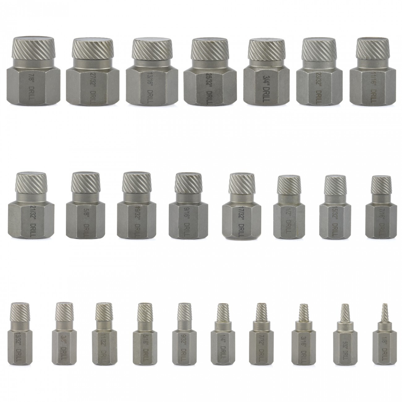 25PC Multi Spline Extractor EZ Out Bolt Extractor CR-MO Remover Broken Studs Scr