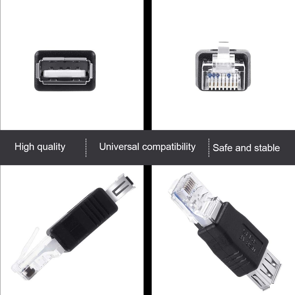 Herfair Ethernet to USB Adapter 2PCS for ADSL Modem/Router/Computer black