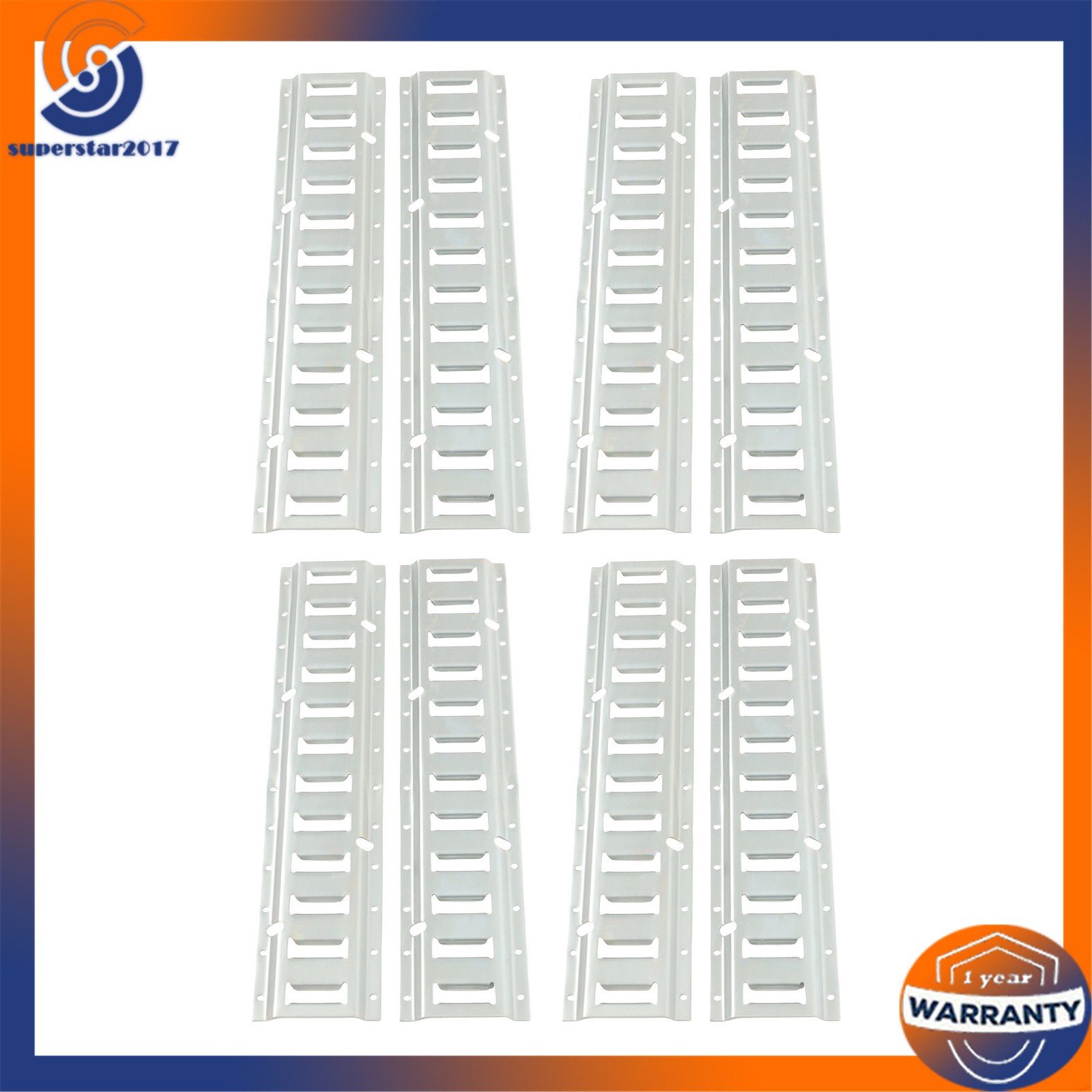 Silver 8 Pack 2 Foot E Track Rails, Zinc Plated Fit For Cargo Trailer Tie Down