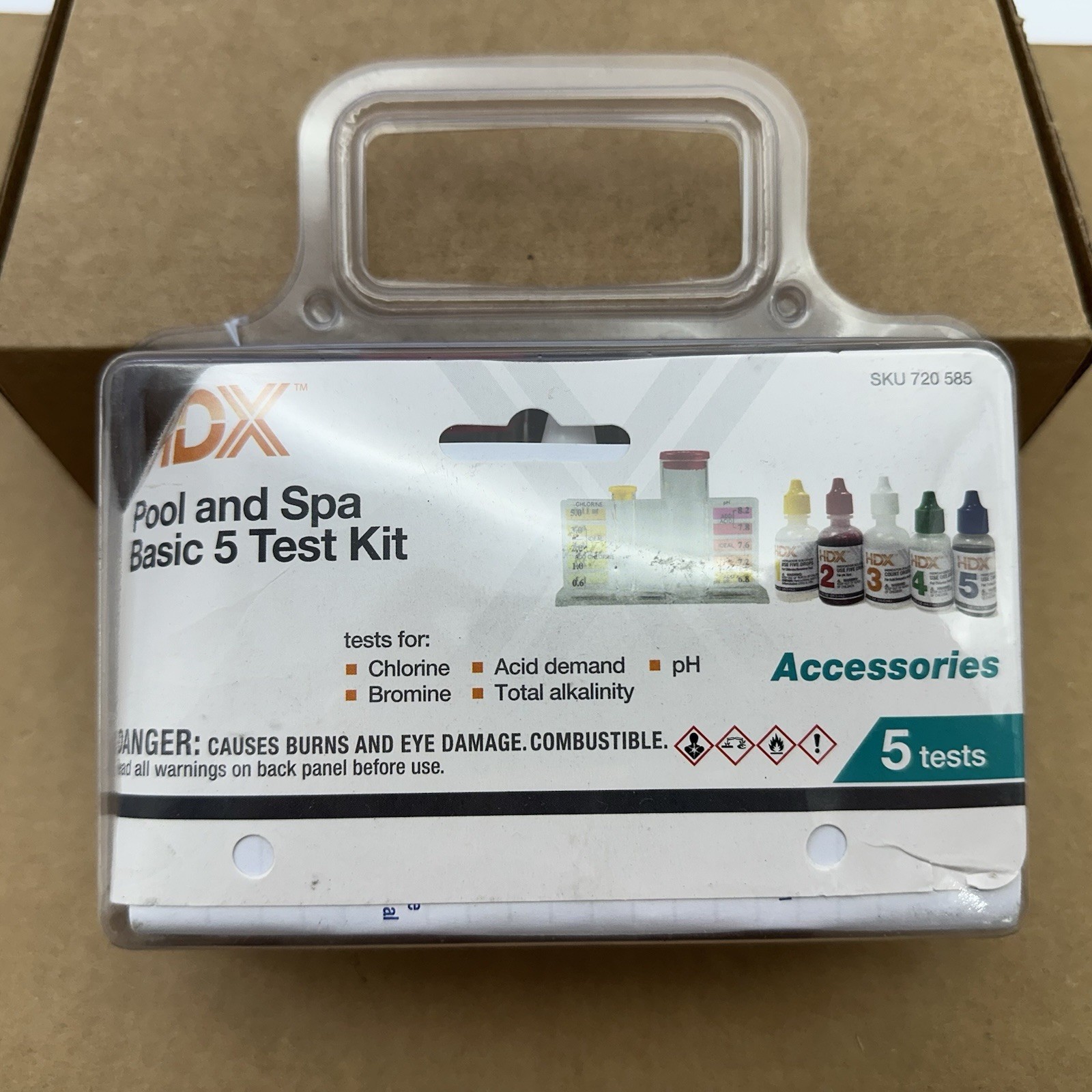 HDX Home Depot 5-Way Swimming Pool and Spa Test Kit BRAND NEW Chlorine Acid Etc