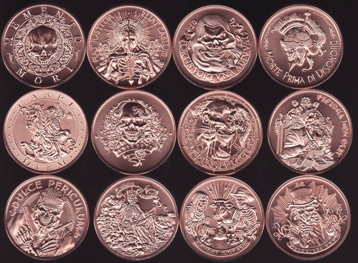 VERITAS NUMISMA "Latin Allure"  12 Coin SET  1  AVDP oz. Copper Rounds  INTAGLIO