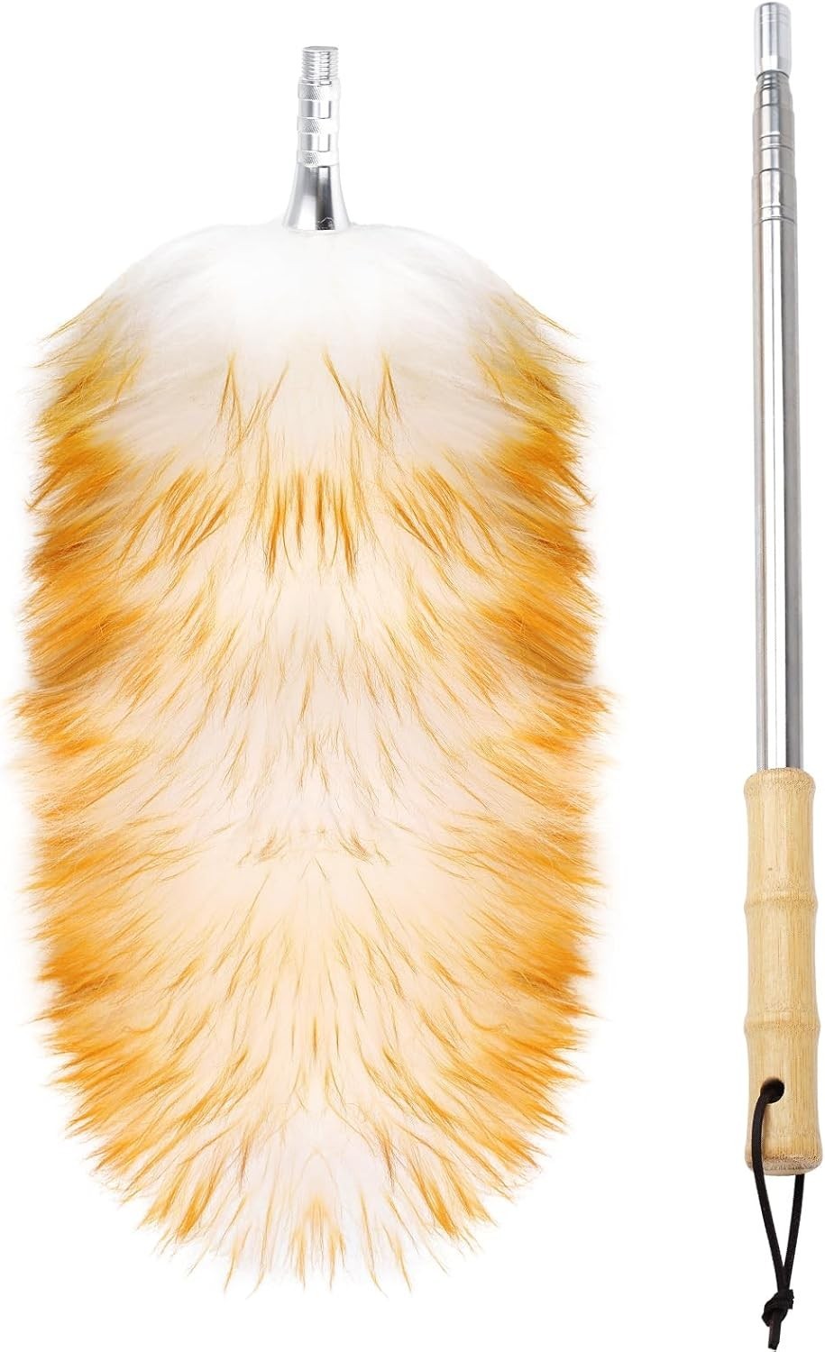 Lambswool Duster W/ Solid Wooden Handle,Leather Hang Strap,Comfortable Grips