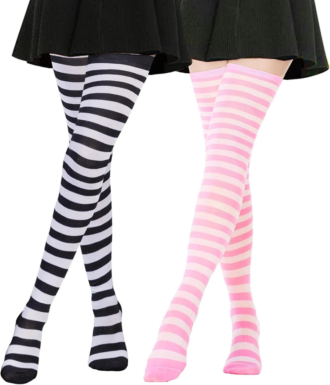 Thigh High Socks Extra Long Cotton Femboy Thigh High Stockings Striped Socks ...
