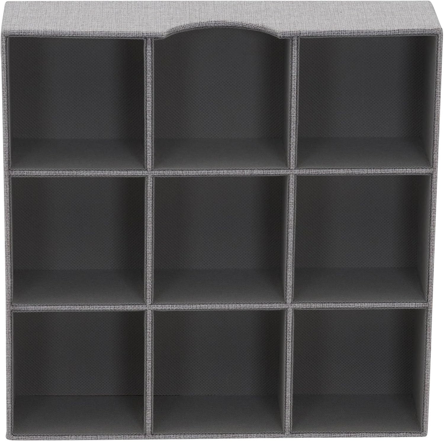Grey 9-Compartment Fabric Drawer Organizer, 12" x 12" - Elegant Storage Solution