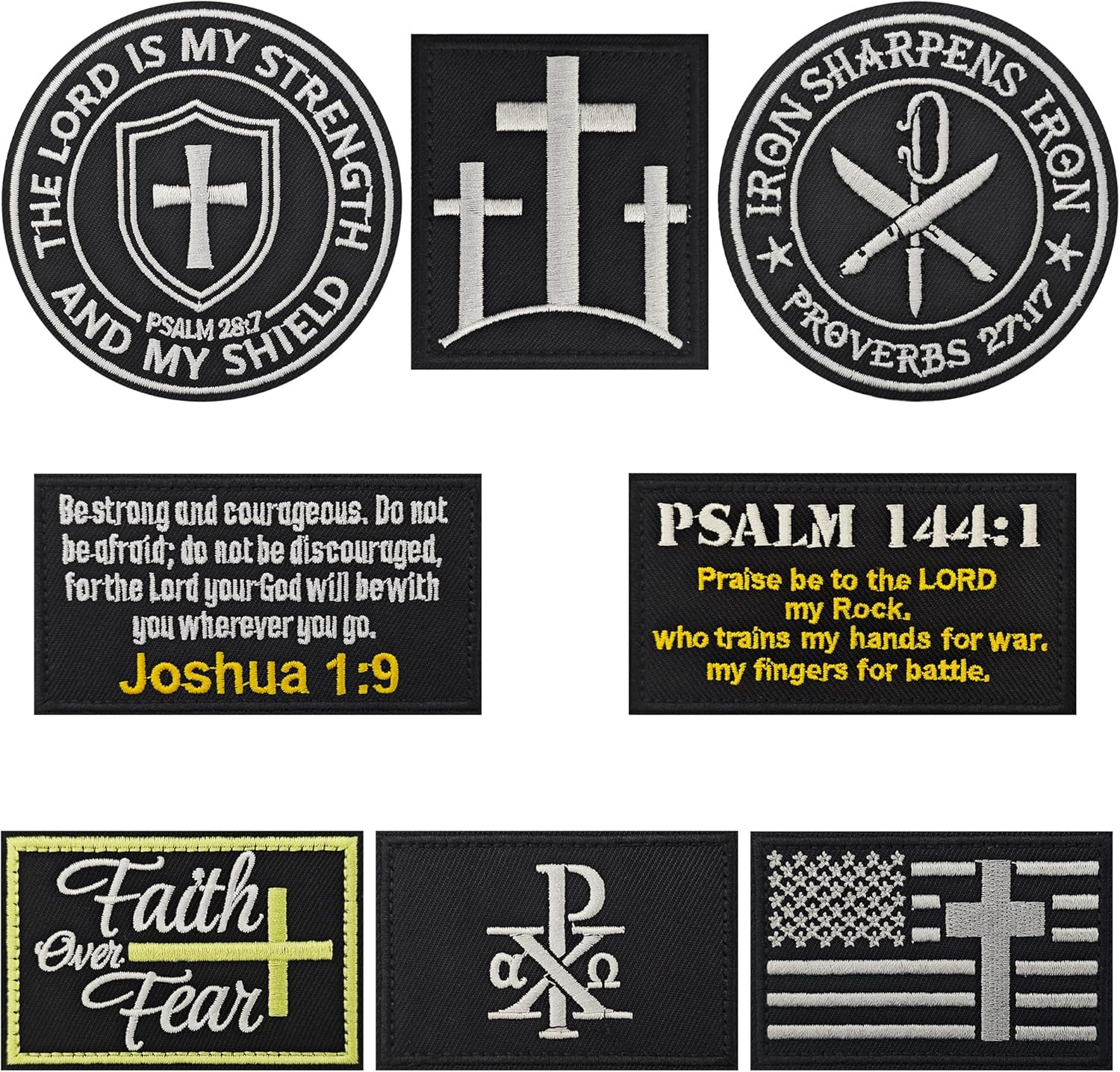 8PCS Christian Tactical Morale Patches Hook and Loop Bible Verse Military Patch