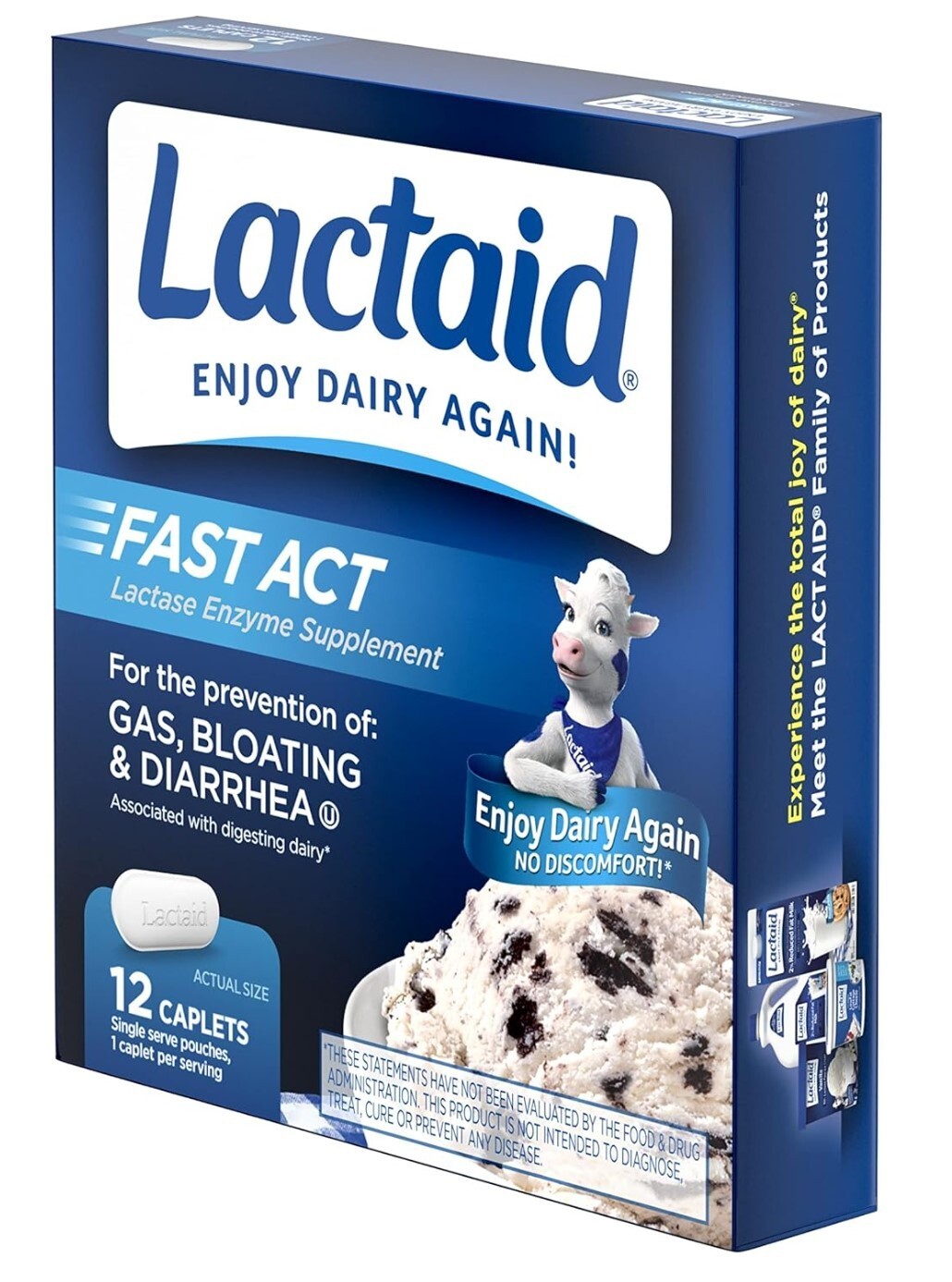 2 PACKS Lactaid Fast Act Lactose Intolerance Relief Caplets - 12 Count x2=24