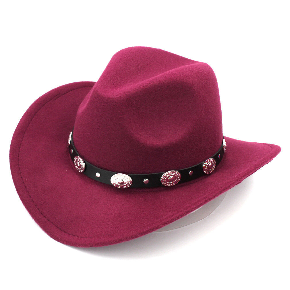 Western Cowboy, Cowgirl Hat, Silver Strap, Men Women Retro Wide Brim, Adjustable