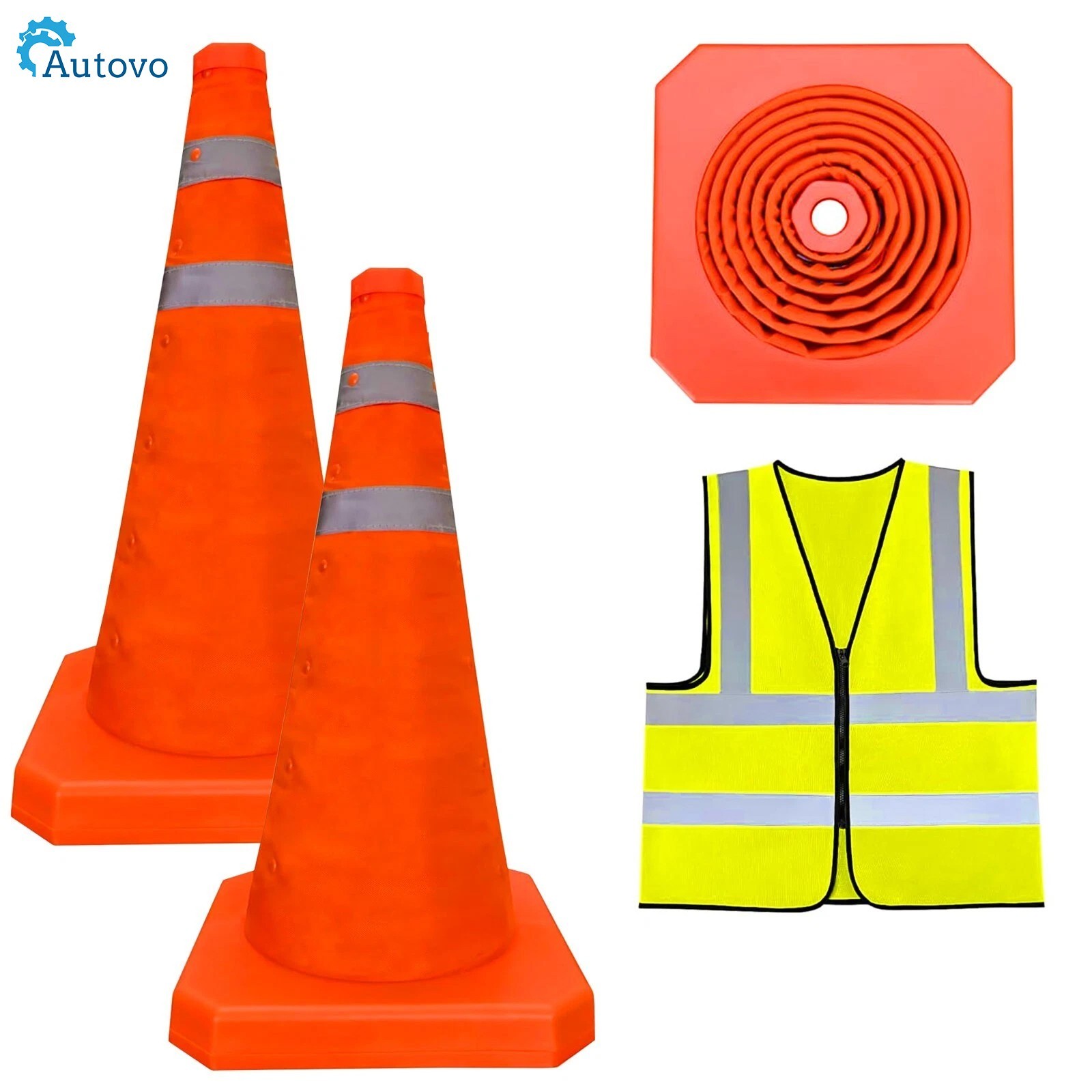 18 Inch 2 Pack Collapsible Traffic Safety Cones, Multi Purpose Pop-up Cones