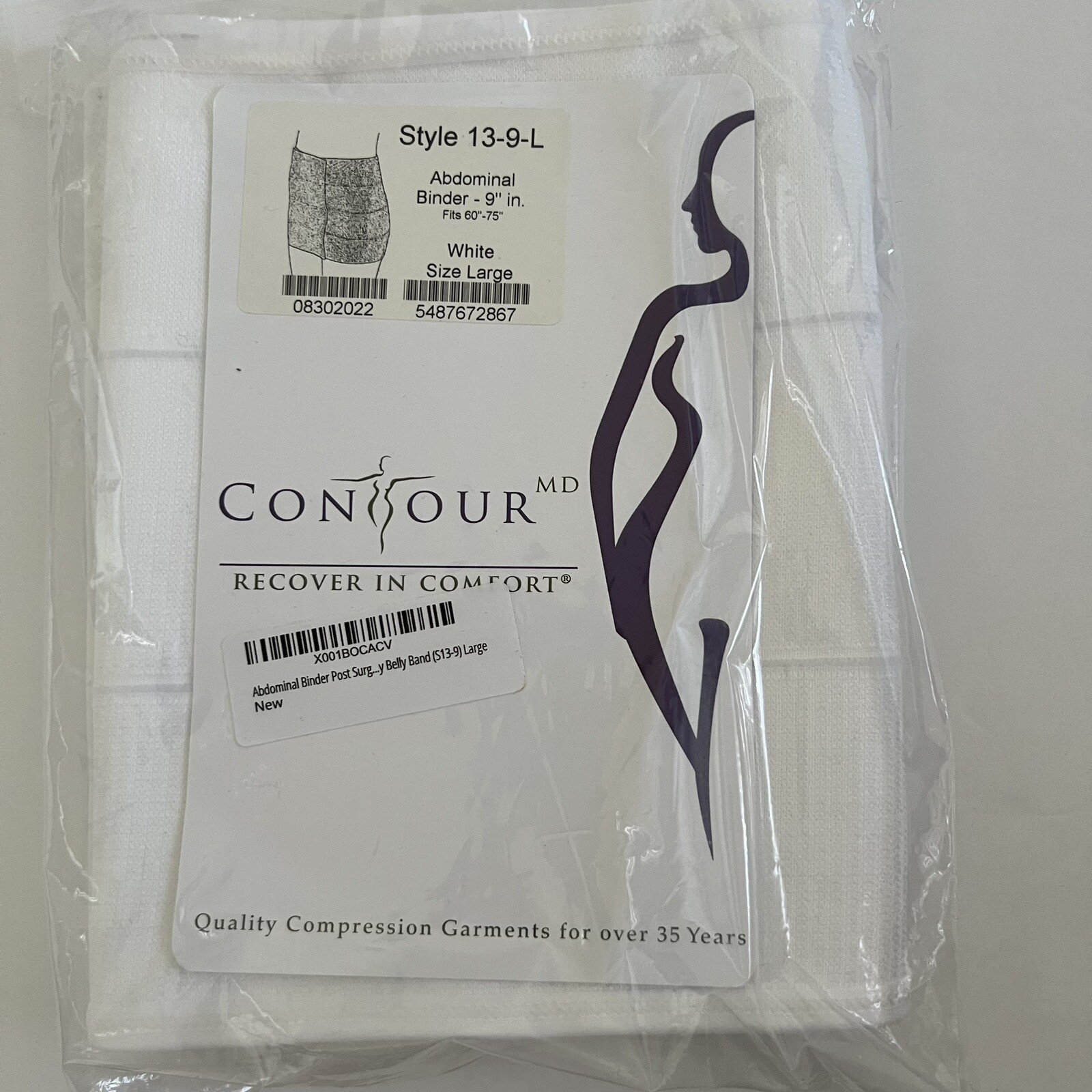 ContourMD Abdominal Binder Compression Wrap Postpartum Belly Band S13-9 Size L