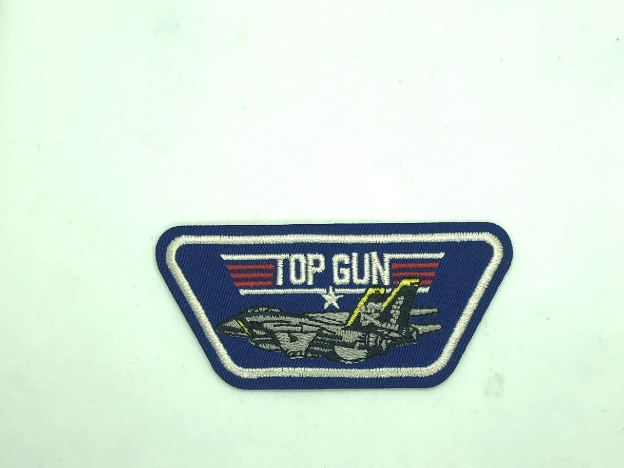 TOP GUN Sew On Patch Black Gold Star US Navy Military Arm Patch