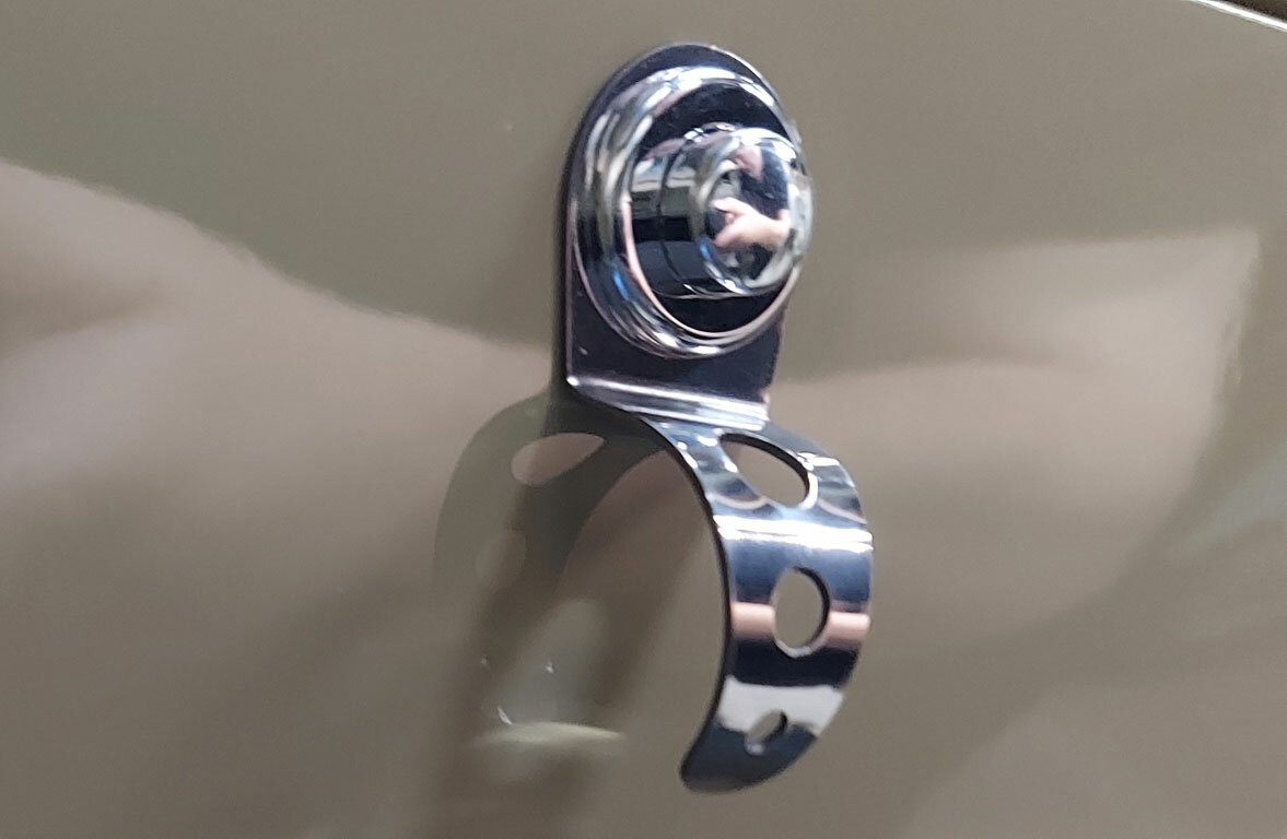 VW TYPE 1 3 BUG GHIA ACCESSORY DRILLED GLOVE BOX DOOR PULL OPEN GLOVE BOX DOOR