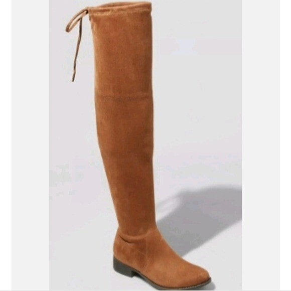 A New Day Cognac Brown Ultimate Comfort Faux Suede Over The Knee Boot Size 7 NWT