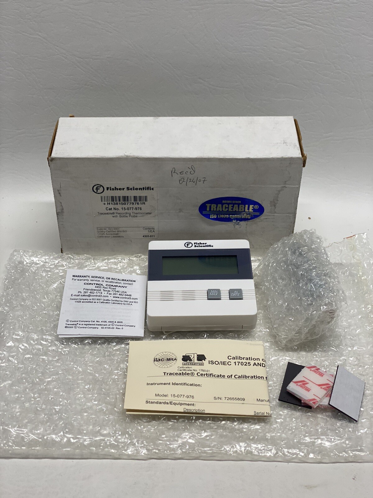 NEW Fisher Scientific 15-077-976 Traceable Thermometer