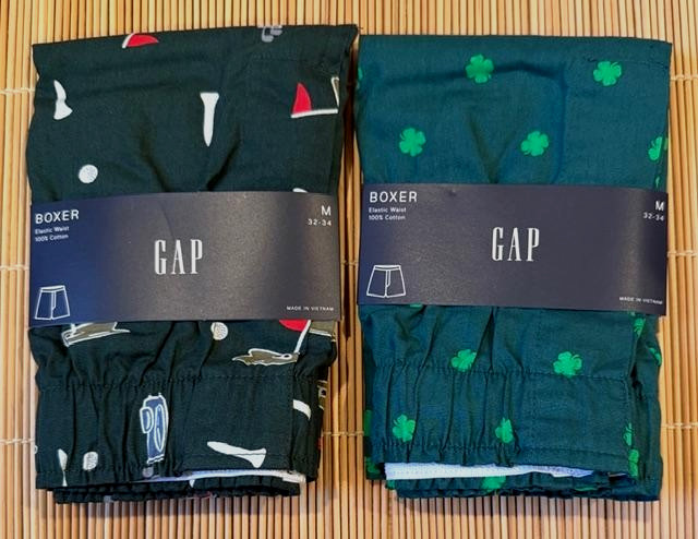 GAP 2 Pair MEN Boxer 100% Cotton Four Leaf Clover Goft Green You choose size