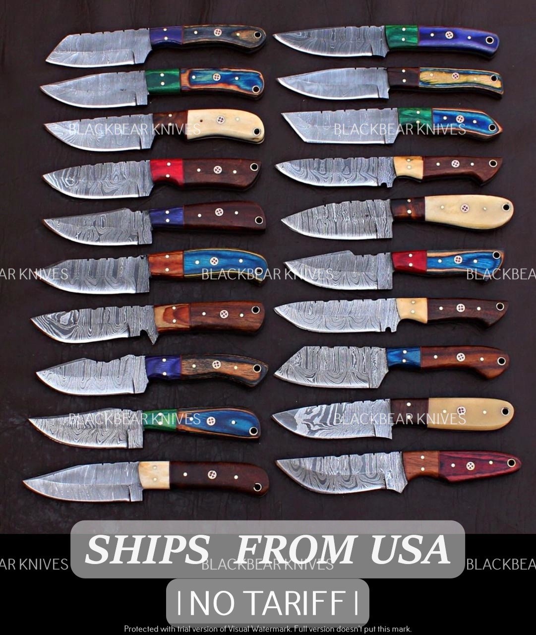 LOT OF 20 CUSTOM HANDMADE DAMASCUS STEEL HUNTING FULL TANG SKINNER EDC KNIFE 341
