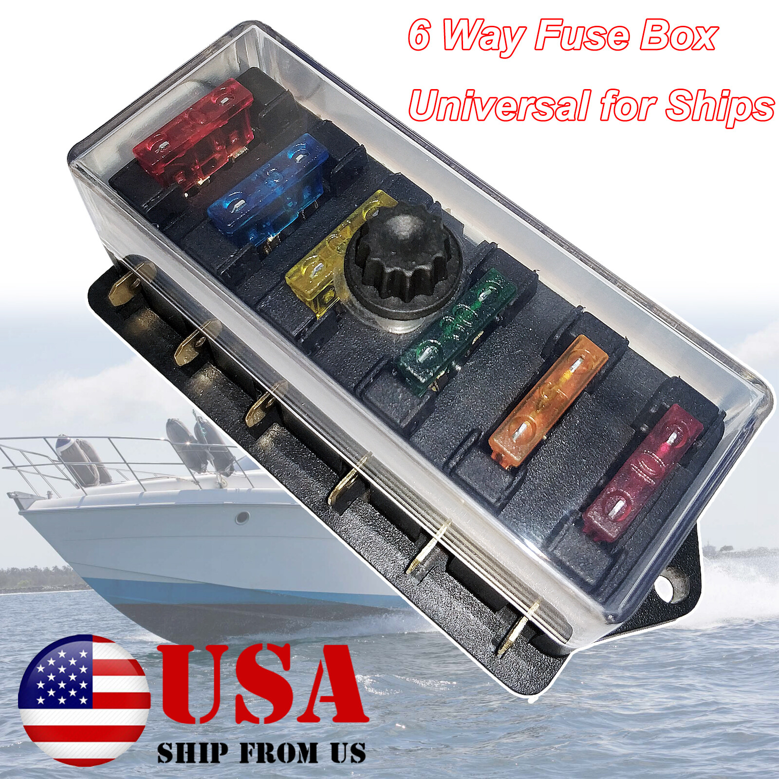12V24V32V Car Blade Fuse Holder Box Block For Marine Boat Car Trailer RV 6 Way .