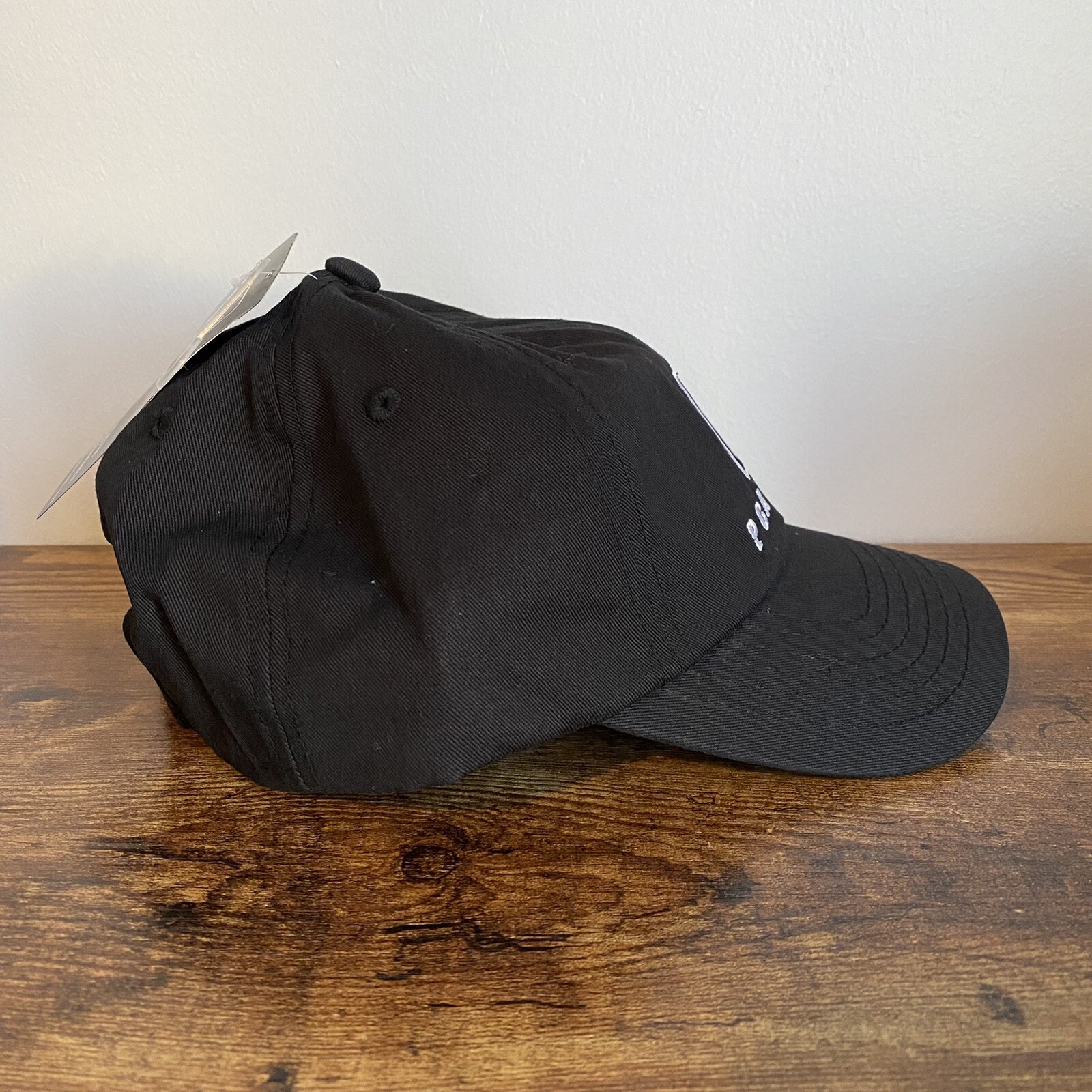 PGA Tour Caviar Black White Logo Adjustable Strapback Golf Dad Cap Hat NEW