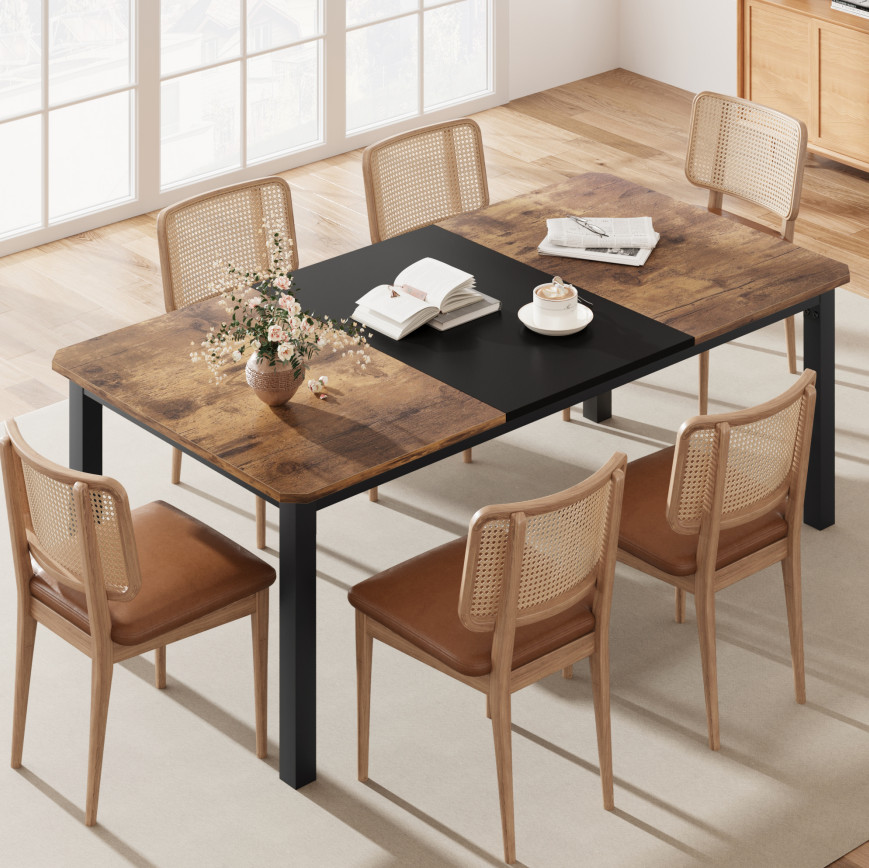 Rectangular Dining Table for 6-8 People, 78.7 inch Kitchen Table for Living Room