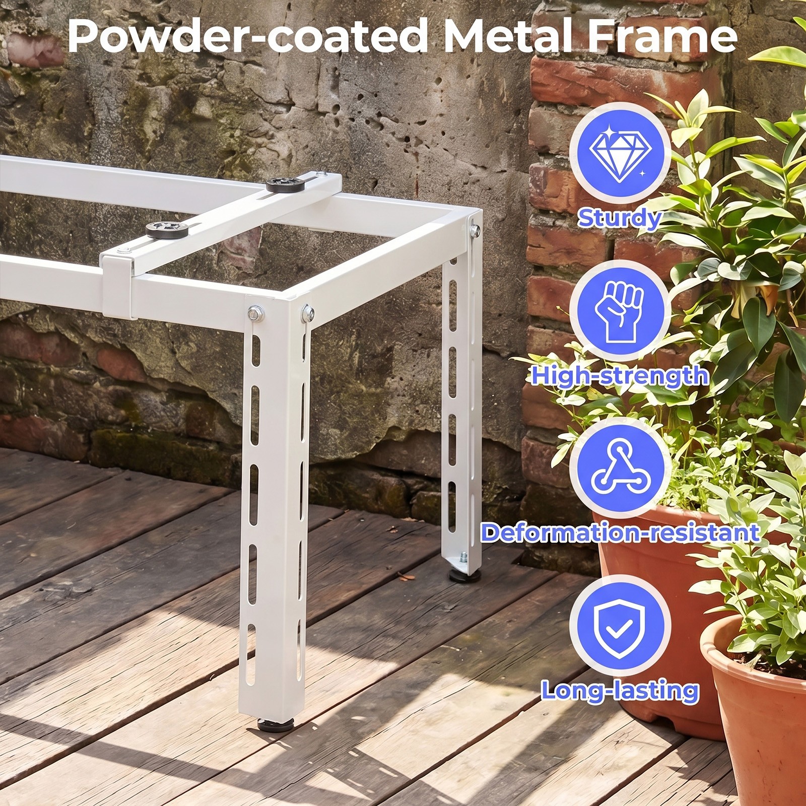Mini Split Ground Stand with Adjustable Height, Width & Length, Outdoor AC Base