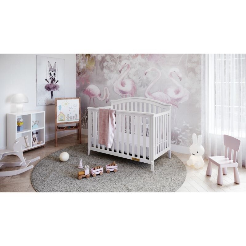 AFG Baby Furniture Kali II 4-in-1 Convertible Crib with Toddler Guardrail White