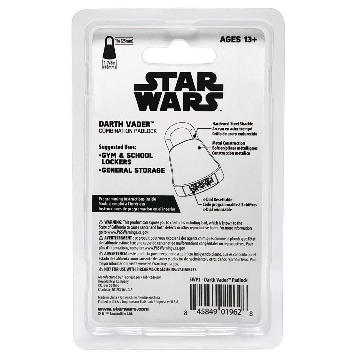Star Wars Darth Vader Combination Padlock