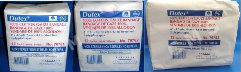 DUTEX Conforming Stretch Gauze Bandages 2" 3" 4" x 4.5Yd 12/BG 100% Cotton USA