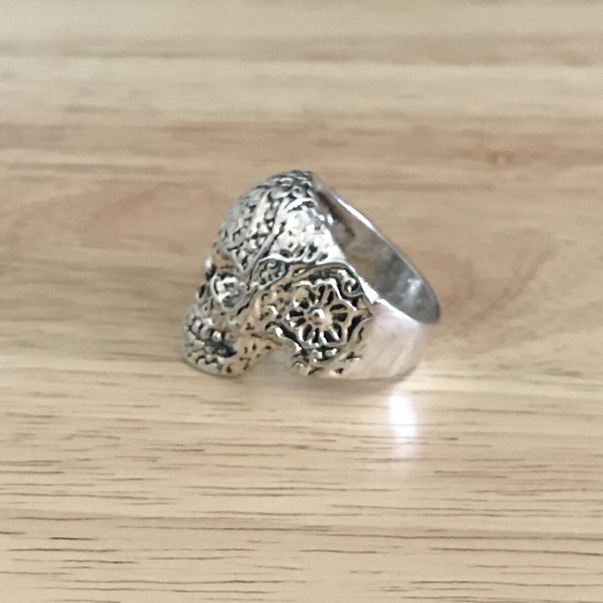 Tibetan Silver Skull Face Ring