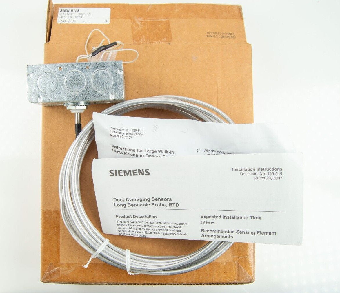SIEMENS 544-342-24 Rev. AB Flexible HVAC Averaging Duct Temperature Sensor
