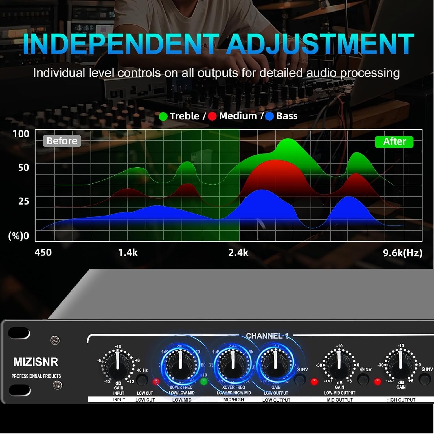 Pro 2/3-Way Stereo Crossover XLR Input/Output-~