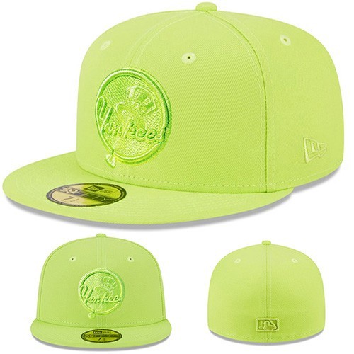 New Era New York Yankees Cyber Green Fitted Hat MLB Neon Green Classic Logo Cap