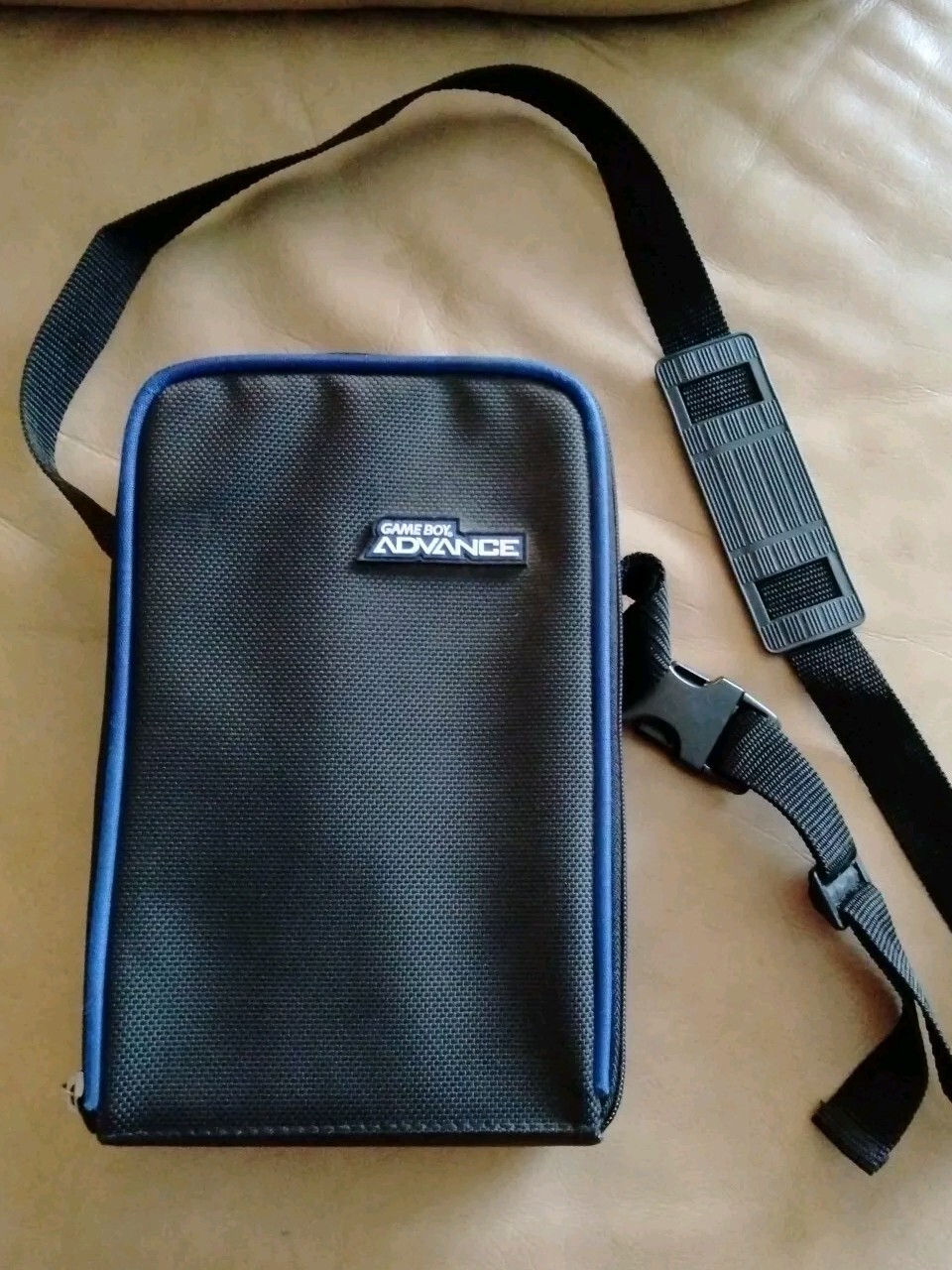 Nintendo Gameboy Advance Carrying Case Bag w/Travel Strap & Tray Black and Blue