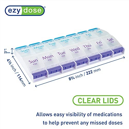 Ezy Dose Push Button (7-Day) Pill Case, Medicine Planner, Vitamin Orga