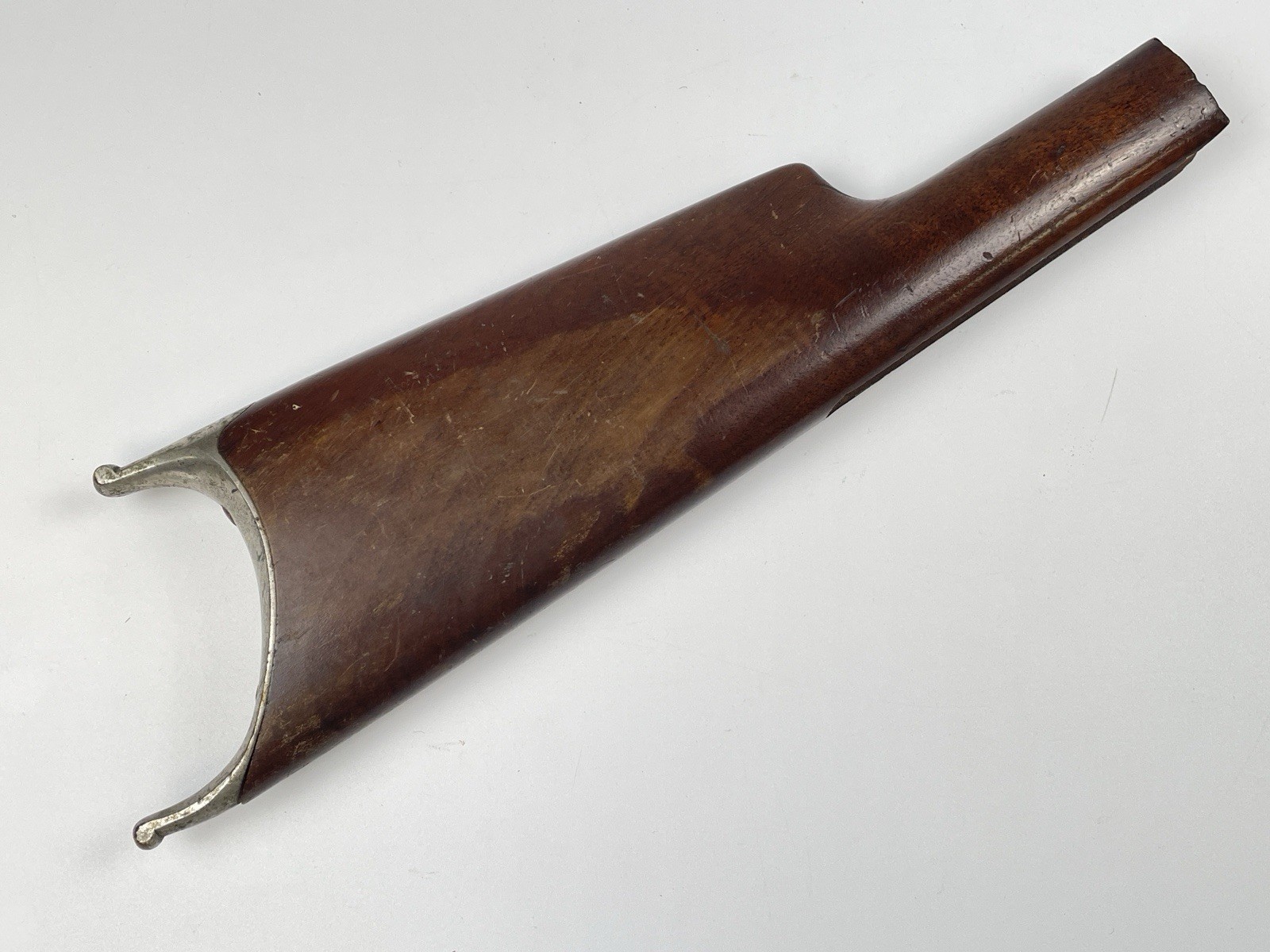 J. Stevens Tip Up Rifle 1870-1895 Wood Butt Stock w Horned Plate Swiss Buttplate